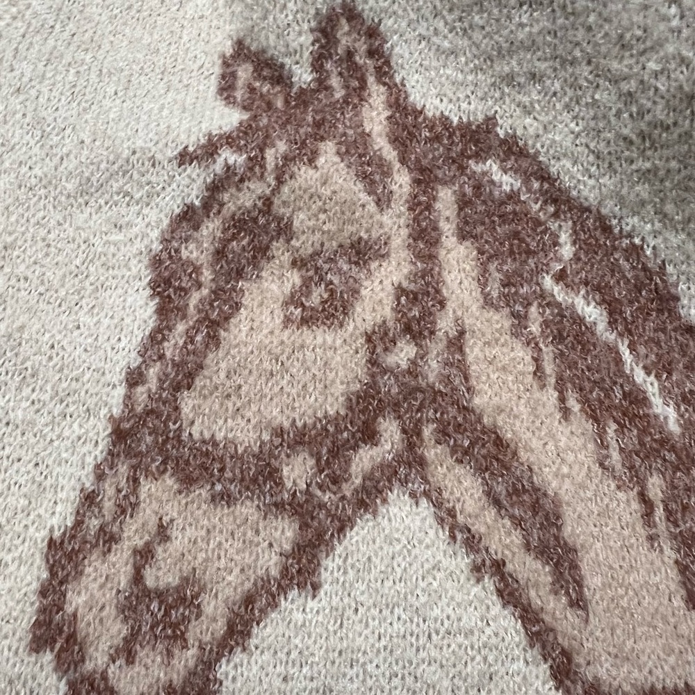 Anthropologie Haute Hippie Horse & Rose Fair Isle Knit Cardigan Cream & Pink NWT - Picture 6 of 13